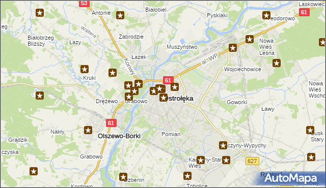 mapa Ostrołęka, Ostrołęka na mapie Targeo