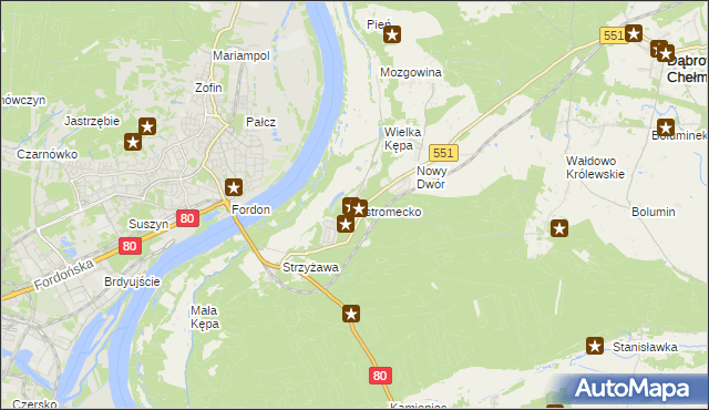 mapa Ostromecko, Ostromecko na mapie Targeo