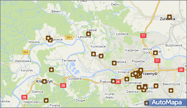mapa Ostrów gmina Przemyśl, Ostrów gmina Przemyśl na mapie Targeo