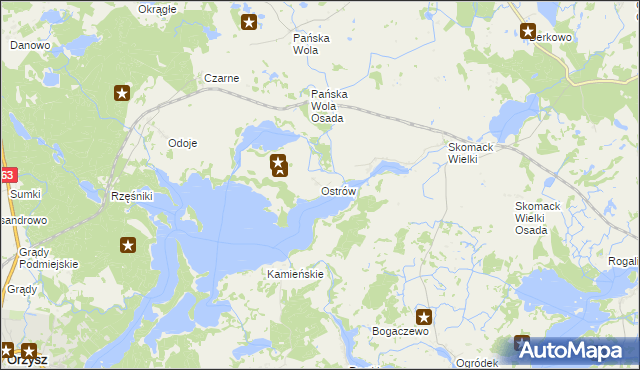 mapa Ostrów gmina Stare Juchy, Ostrów gmina Stare Juchy na mapie Targeo