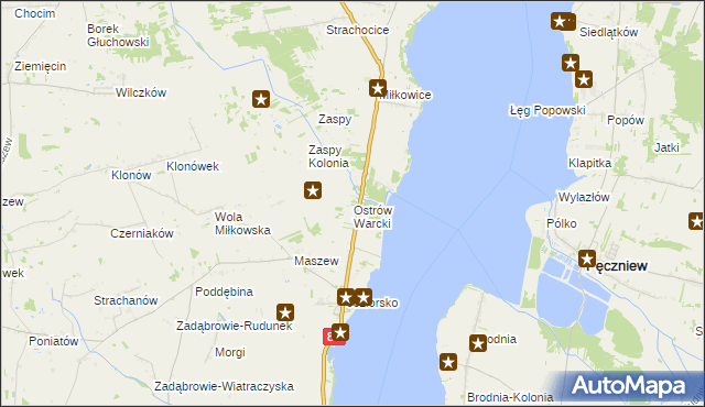 mapa Ostrów Warcki, Ostrów Warcki na mapie Targeo