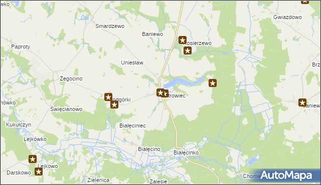 mapa Ostrowiec gmina Malechowo, Ostrowiec gmina Malechowo na mapie Targeo