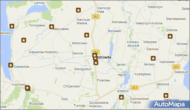 mapa Ostrowite powiat słupecki, Ostrowite powiat słupecki na mapie Targeo