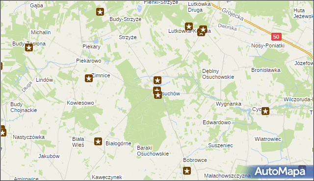 mapa Osuchów gmina Mszczonów, Osuchów gmina Mszczonów na mapie Targeo