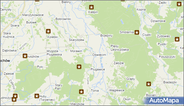 mapa Oświęcim gmina Doruchów, Oświęcim gmina Doruchów na mapie Targeo