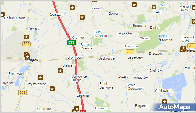 mapa Oszkowice, Oszkowice na mapie Targeo
