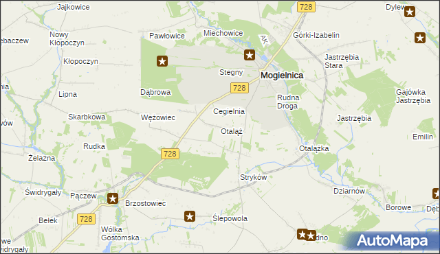 mapa Otaląż gmina Mogielnica, Otaląż gmina Mogielnica na mapie Targeo