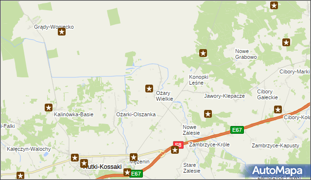 mapa Ożary Wielkie, Ożary Wielkie na mapie Targeo