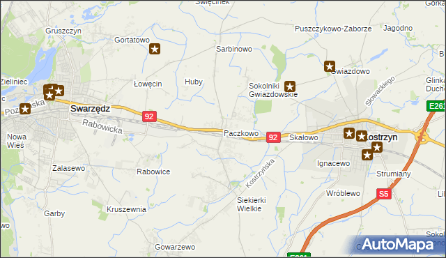 mapa Paczkowo gmina Swarzędz, Paczkowo gmina Swarzędz na mapie Targeo