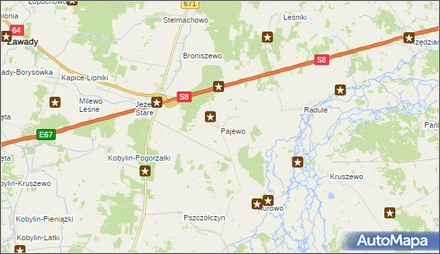 mapa Pajewo, Pajewo na mapie Targeo
