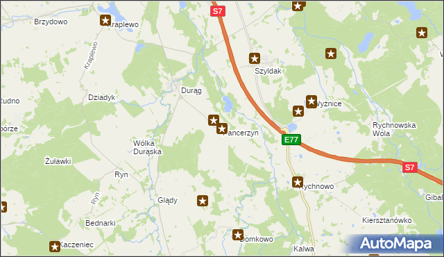 mapa Pancerzyn, Pancerzyn na mapie Targeo