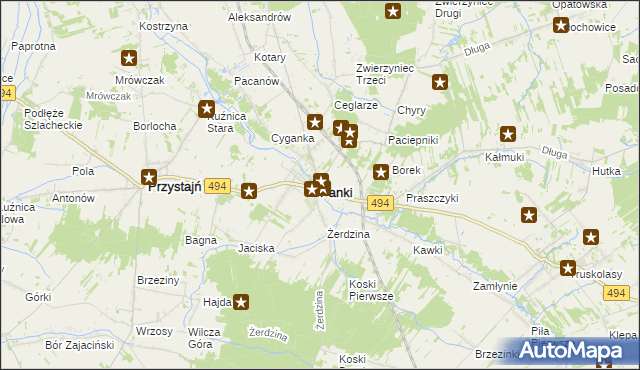 mapa Panki, Panki na mapie Targeo