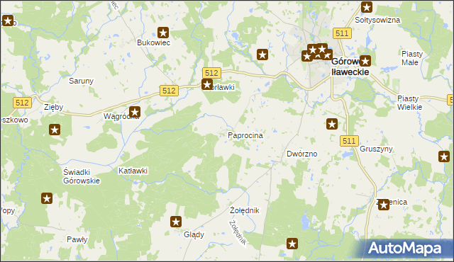mapa Paprocina, Paprocina na mapie Targeo