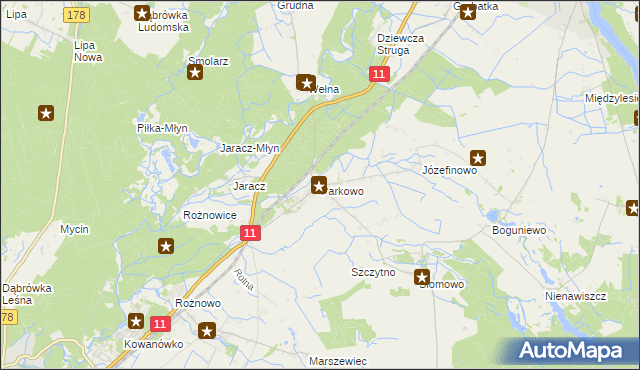 mapa Parkowo gmina Rogoźno, Parkowo gmina Rogoźno na mapie Targeo