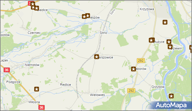 mapa Parszowice, Parszowice na mapie Targeo
