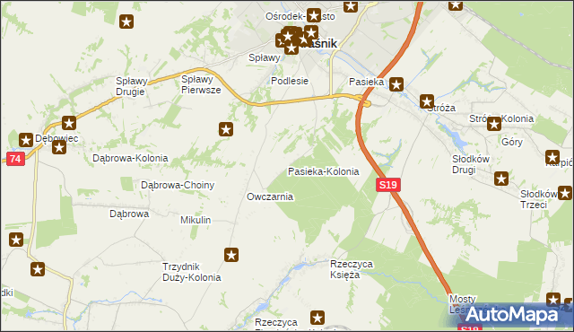 mapa Pasieka-Kolonia, Pasieka-Kolonia na mapie Targeo