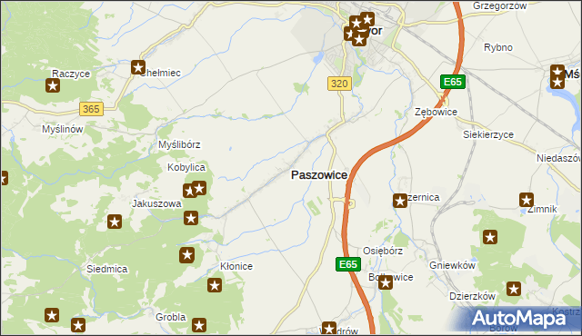 mapa Paszowice, Paszowice na mapie Targeo