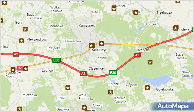 mapa Patok gmina Kałuszyn, Patok gmina Kałuszyn na mapie Targeo