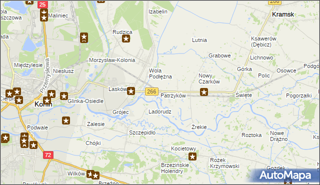 mapa Patrzyków gmina Kramsk, Patrzyków gmina Kramsk na mapie Targeo
