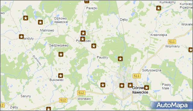 mapa Paustry, Paustry na mapie Targeo