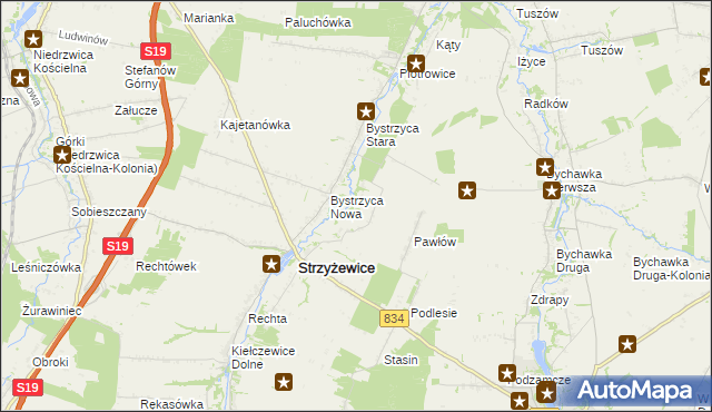 mapa Pawłówek gmina Strzyżewice, Pawłówek gmina Strzyżewice na mapie Targeo