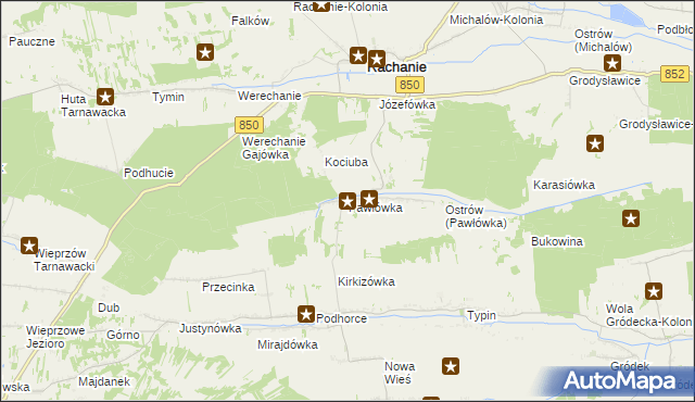 mapa Pawłówka gmina Rachanie, Pawłówka gmina Rachanie na mapie Targeo