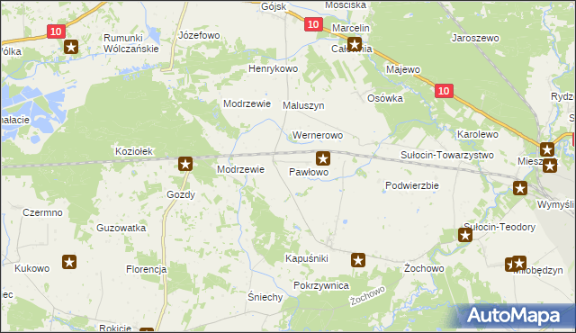 mapa Pawłowo gmina Sierpc, Pawłowo gmina Sierpc na mapie Targeo