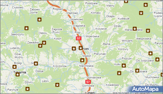 mapa Pcim, Pcim na mapie Targeo