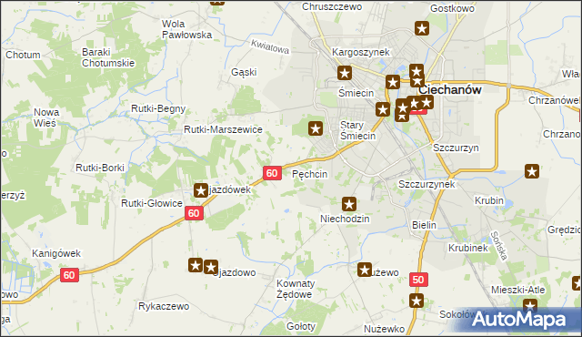 mapa Pęchcin, Pęchcin na mapie Targeo