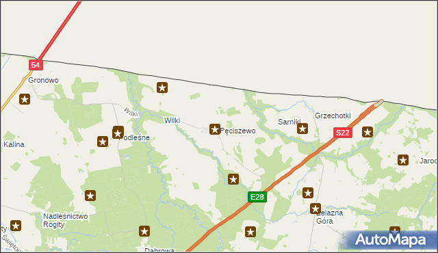 mapa Pęciszewo, Pęciszewo na mapie Targeo