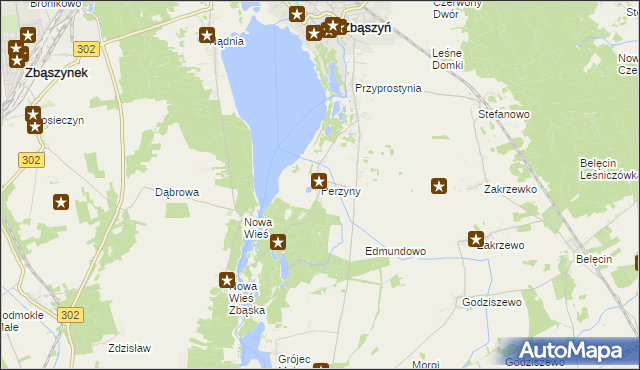 mapa Perzyny gmina Zbąszyń, Perzyny gmina Zbąszyń na mapie Targeo