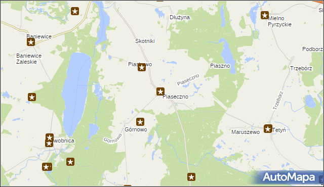 mapa Piaseczno gmina Banie, Piaseczno gmina Banie na mapie Targeo