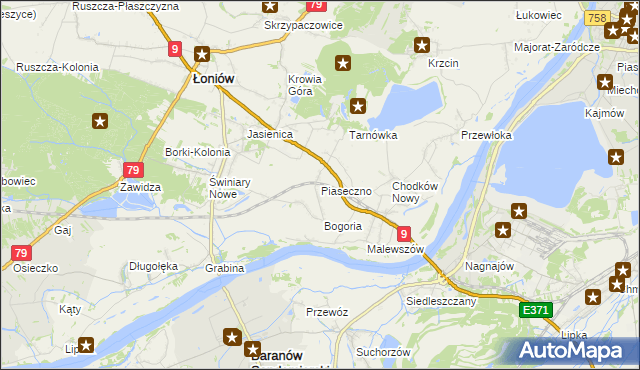 mapa Piaseczno gmina Łoniów, Piaseczno gmina Łoniów na mapie Targeo