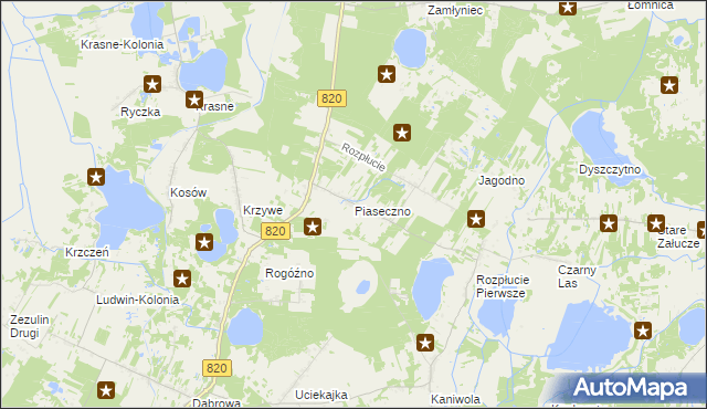 mapa Piaseczno gmina Ludwin, Piaseczno gmina Ludwin na mapie Targeo