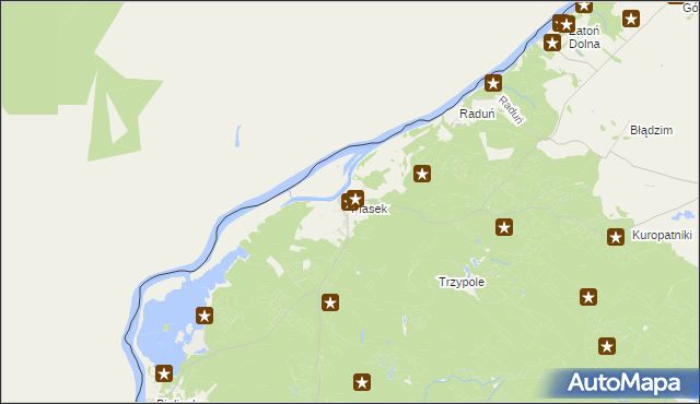 mapa Piasek gmina Cedynia, Piasek gmina Cedynia na mapie Targeo