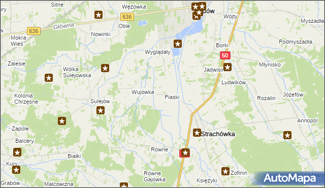 mapa Piaski gmina Strachówka, Piaski gmina Strachówka na mapie Targeo