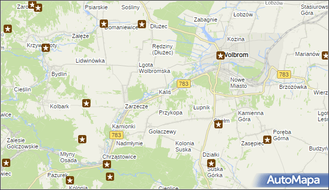 mapa Piaski gmina Wolbrom, Piaski gmina Wolbrom na mapie Targeo