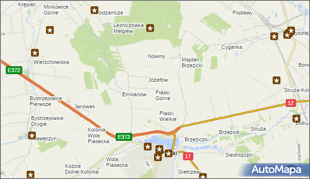 mapa Piaski Górne, Piaski Górne na mapie Targeo