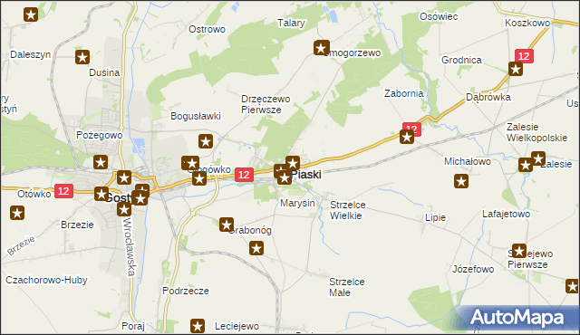 mapa Piaski powiat gostyński, Piaski powiat gostyński na mapie Targeo