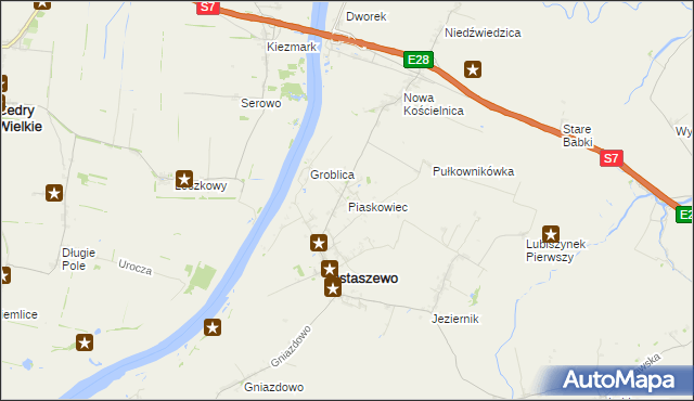 mapa Piaskowiec gmina Ostaszewo, Piaskowiec gmina Ostaszewo na mapie Targeo