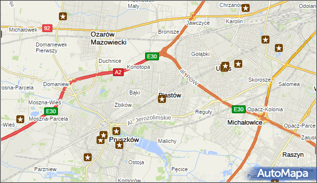 mapa Piastów powiat pruszkowski, Piastów powiat pruszkowski na mapie Targeo