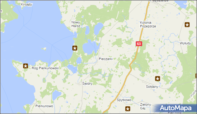 mapa Pieczarki gmina Pozezdrze, Pieczarki gmina Pozezdrze na mapie Targeo