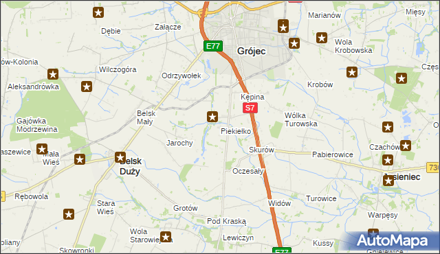 mapa Piekiełko gmina Grójec, Piekiełko gmina Grójec na mapie Targeo