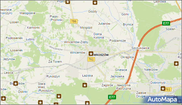 mapa Piekoszów, Piekoszów na mapie Targeo