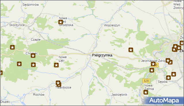 mapa Pielgrzymka powiat złotoryjski, Pielgrzymka powiat złotoryjski na mapie Targeo