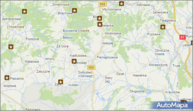 mapa Pieniążkowice, Pieniążkowice na mapie Targeo