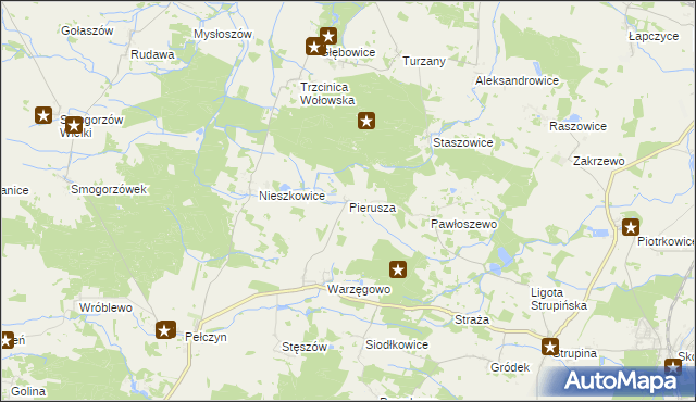mapa Pierusza, Pierusza na mapie Targeo