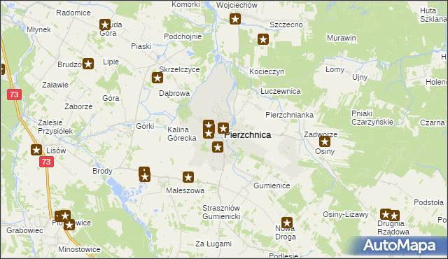 mapa Pierzchnica powiat kielecki, Pierzchnica powiat kielecki na mapie Targeo