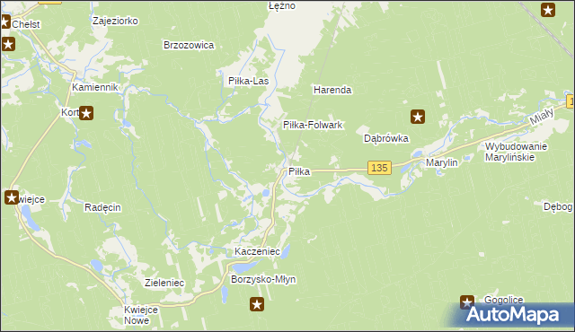 mapa Piłka gmina Drawsko, Piłka gmina Drawsko na mapie Targeo
