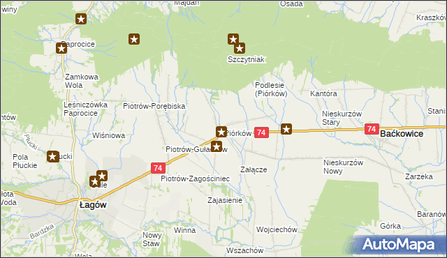 mapa Piórków, Piórków na mapie Targeo